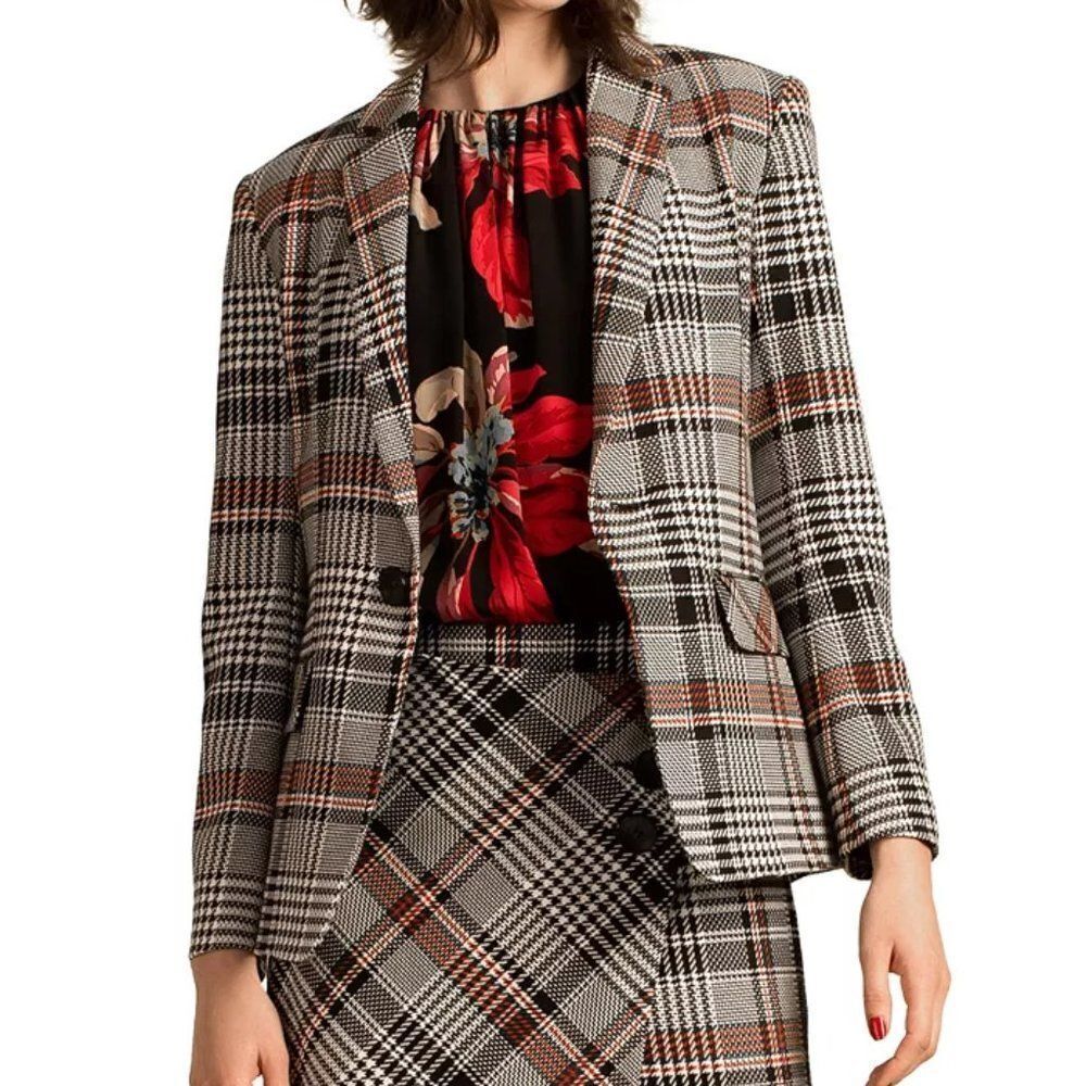 Trina Turk Habanero 2 Plaid Single-Button Blazer - NEW